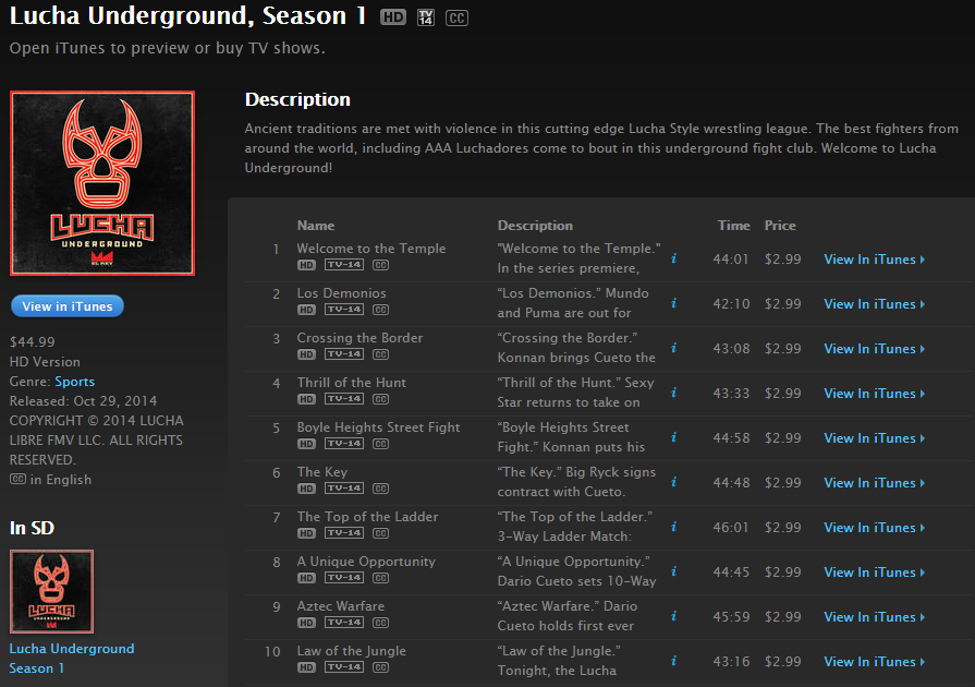 Lucha Underground Finally on iTunes - WrestlingExaminer.com