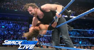 Dean Ambrose clotheslines AJ Styles - Wrestling Examiner