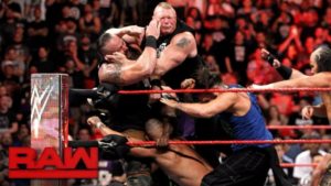 Samoa Joe, Brock Lesnar, Braun Strowman, and Roman Reigns on Raw - Wrestling Examiner